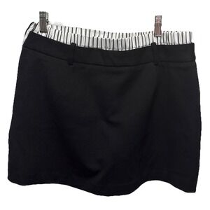 Zara Womens Skort‎ Skirt M Black Contrast Double Waistband Belted 837
